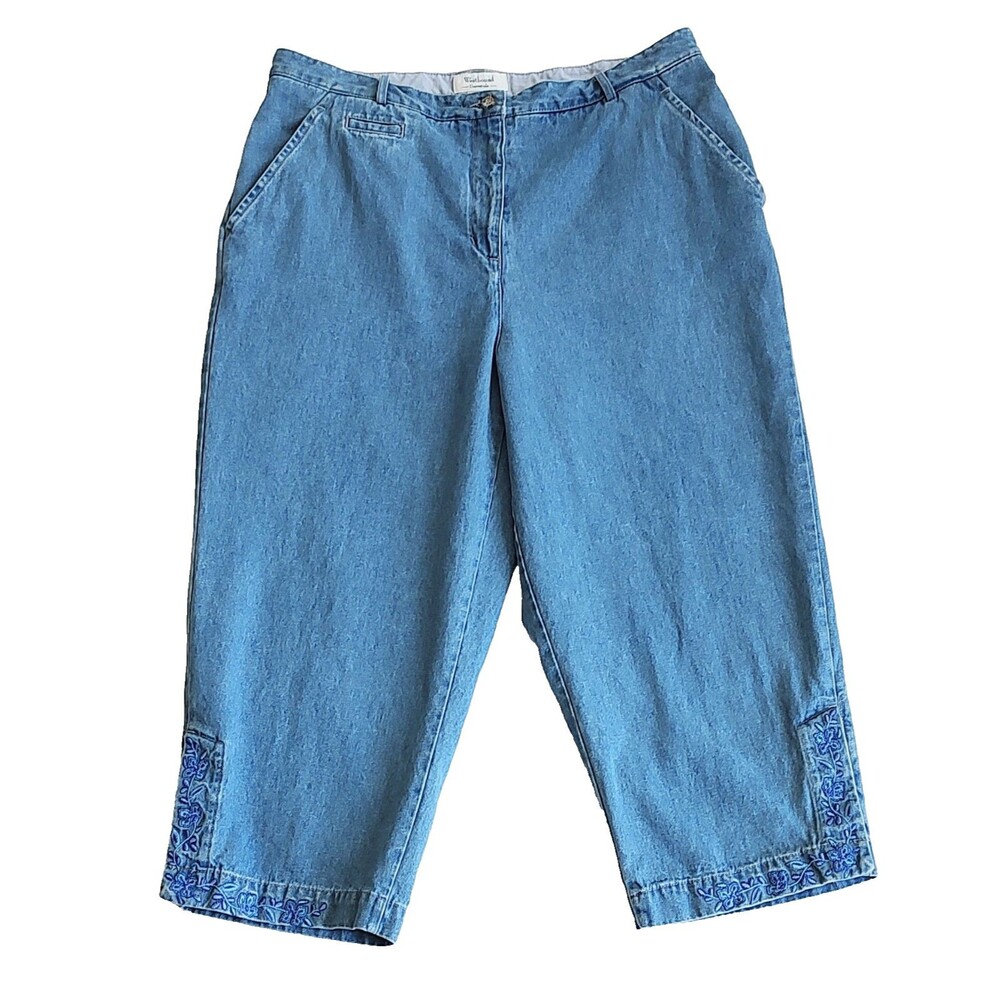 Westbound Essentials Crop Jeans 16 Embroidered Floral Wide Leg